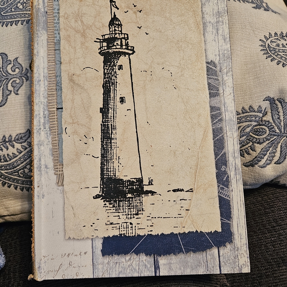 Nautical Lighthouse Canvas Faux-book Blue and Beige - Picture 2 of 7